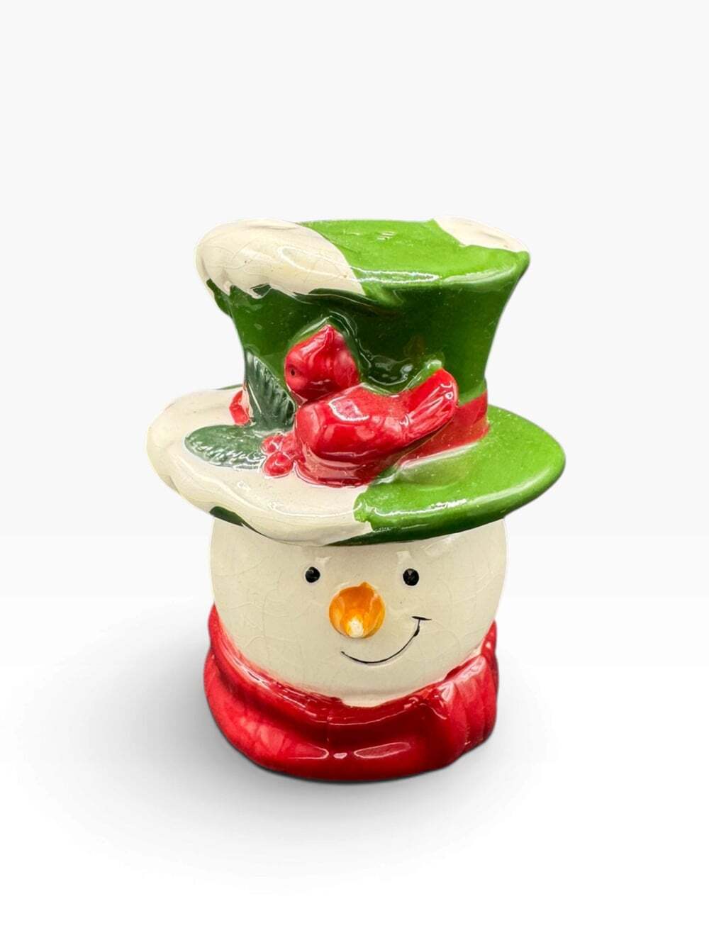Essential Home Snowman Salt Pepper Shakers Christmas Head and Hat Ceramic